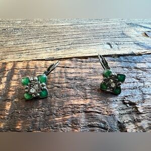 Elegant Green and Silver Earrings
